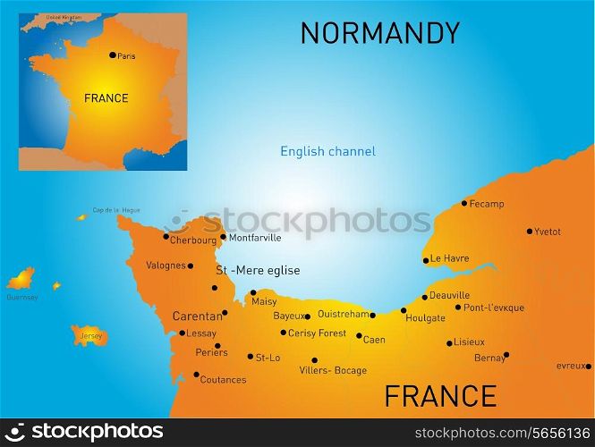 Vector color map of Normandy coast