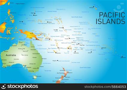 Vector color map of pacific islands