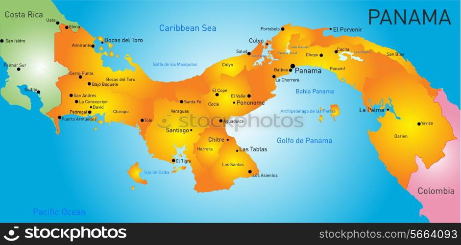 Vector color map of Panama country