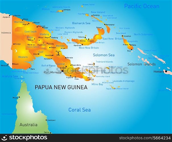 Vector color map of Papua New Guinea country