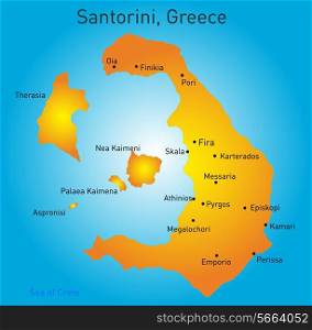 Vector color map of Santorini , Greece
