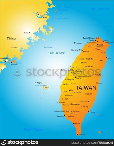 Vector color map of Taiwan
