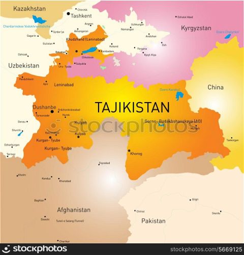 Vector color map of Tajikistan