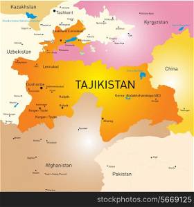 Vector color map of Tajikistan
