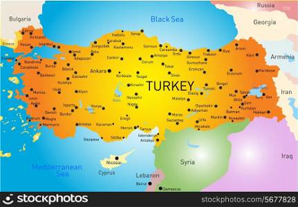 Vector color map of Turkey