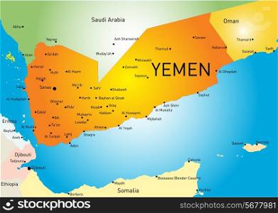 Vector color map of Yemen