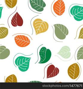 Vector color seamless pattern of plant leaves for simple backgrounds and textures, fabrics, packaging and wrappers, for theme design