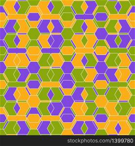 Vector color seamless pattern of random hexagon lines. Stock illustration for backgrounds, textiles and packaging.