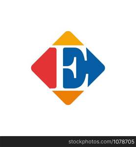 Vector color sign initial letter E