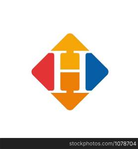 Vector color sign initial letter H