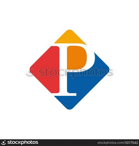 Vector color sign initial letter P