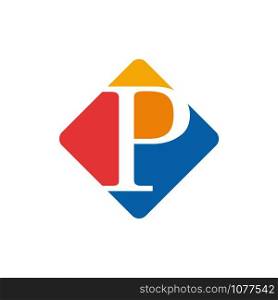 Vector color sign initial letter P