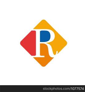 Vector color sign initial letter R