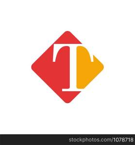 Vector color sign initial letter T