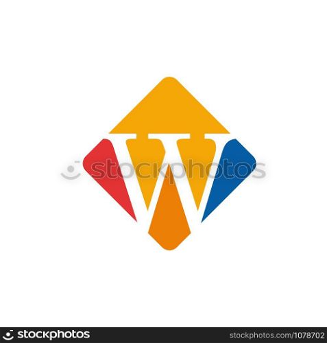 Vector color sign initial letter W