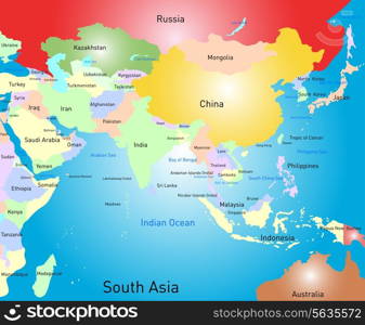 Vector color south asia map