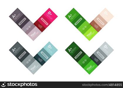 Vector color stripes infographics templates. Vector color stripes infographics templates with sample option text, isolated on white. Geometric business abstract layouts for your message or figure presentation