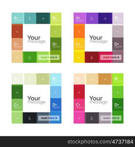 Vector color stripes infographics templates with sample option text, isolated on white. Geometric business abstract layouts for your message or figure presentation