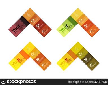 Vector color stripes infographics templates with sample option text, isolated on white. Geometric business abstract layouts for your message or figure presentation