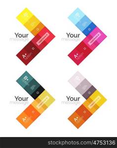 Vector color stripes infographics templates with sample option text, isolated on white. Geometric business abstract layouts for your message or figure presentation