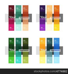 Vector color stripes infographics templates with sample option text, isolated on white. Geometric business abstract layouts for your message or figure presentation