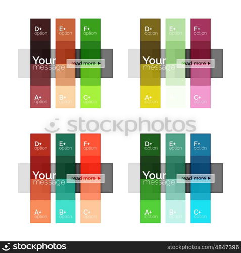 Vector color stripes infographics templates with sample option text, isolated on white. Geometric business abstract line background for workflow layout, diagram, number options or web design