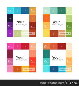 Vector color stripes infographics templates with sample option text, isolated on white. Geometric business abstract layouts for your message or figure presentation