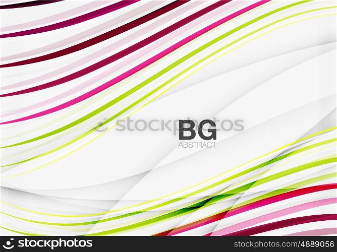 Vector color stripes, wave lines modern geometric background. Vector template background for workflow layout, diagram, number options or web design
