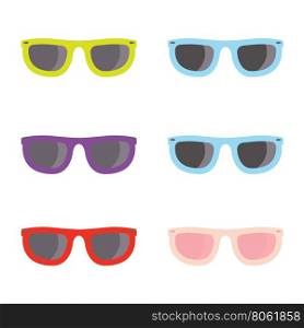 Vector color sunglasses icons set. Vector color sunglasses icons set on whote background. Aviator sunglasses sign. Glasses Icon