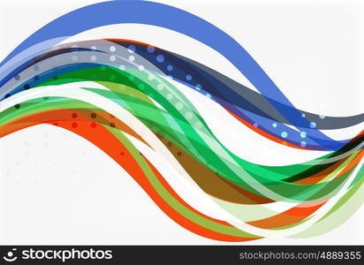 Vector color wave lines with dotted effect on light background. Template for workflow layout, diagram, number options or web design