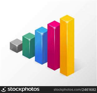 Vector Colored Bar Chart Emphasizing Growth Isolated on White Background