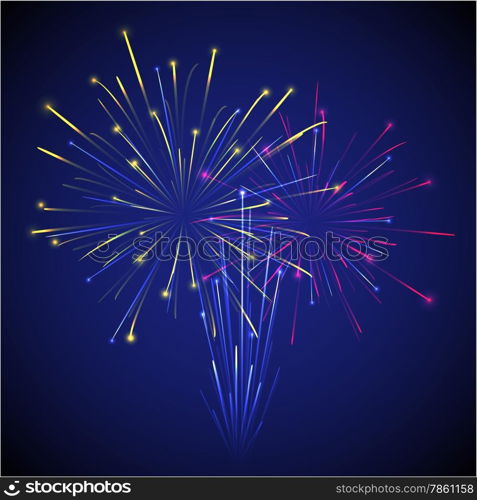 vector colored chinese new year three fireworks on dark sky illustration&#xA;
