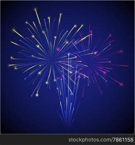 vector colored chinese new year three fireworks on dark sky illustration&#xA;