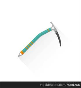 vector colored climbing ice axe tool flat design colored isolated illustration on white background with shadow&#xA;
