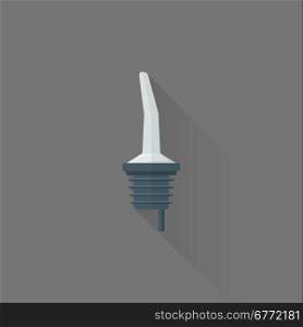 vector colored flat design bar metal bottle pourer rubber plug isolated illustration gray background long shadow&#xA;