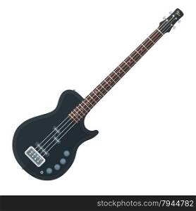 vector colored flat design black electric bass guitar illustration white background&#xA;