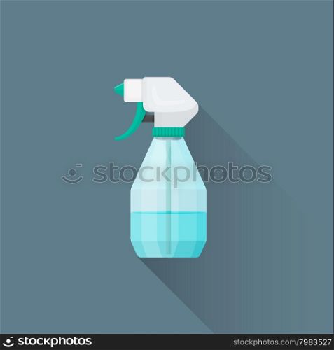 vector colored flat design blue green transparency plastic spray bottle illustration isolated dark background long shadow&#xA;