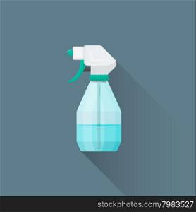 vector colored flat design blue green transparency plastic spray bottle illustration isolated dark background long shadow&#xA;