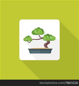 vector colored flat design bonsai tree pot icon with shadow&#xA;