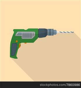 vector colored flat design electric hand drill icon with shadow&#xA;