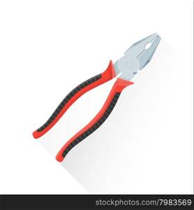 vector colored flat design house remodel construction pliers red black handle illustration isolated white background long shadow&#xA;