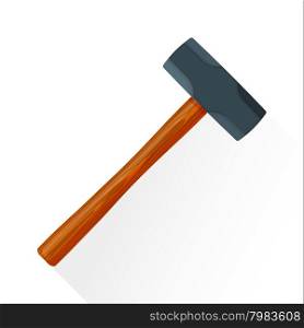 vector colored flat design house remodel construction sledgehammer wooden textured handle illustration isolated white background long shadow&#xA;