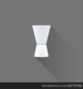 vector colored flat design metal bar double jigger measurement isolated illustration gray background long shadow&#xA;