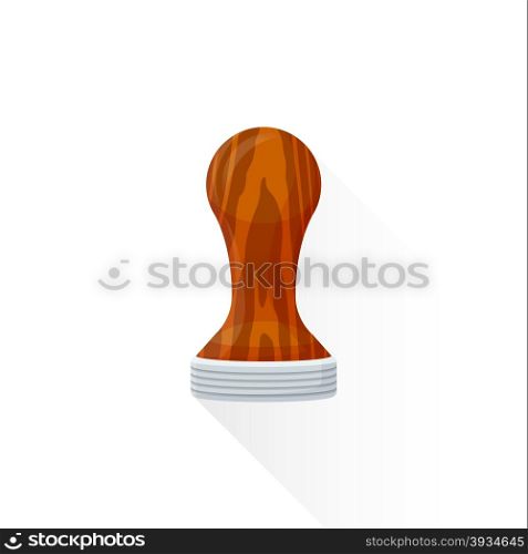 vector colored flat design metal coffee barista tamper wooden handle illustration isolated white background long shadow&#xA;