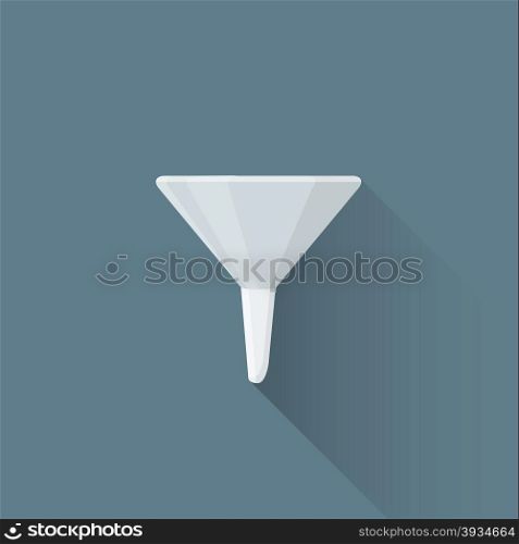 vector colored flat design metal funnel illustration isolated dark background long shadow&#xA;