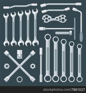 vector colored flat design various wrench set&#xA;