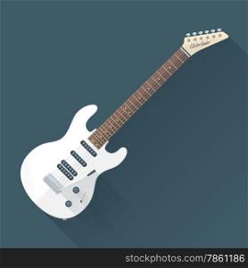 vector colored flat design white electric guitar illustration with shadows&#xA;