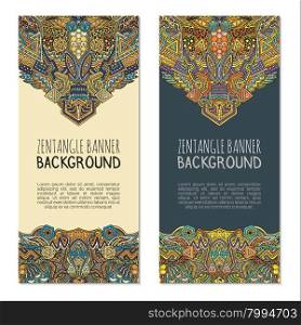 vector colored light and dark abstract zentangle design vertical banners templates isolated on white background&#xA;
