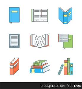 vector colored outline books icons set&#xA;