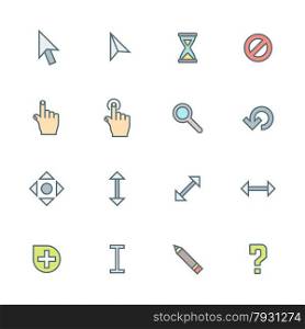 vector colored outline various computer cursors signs collection white background&#xA;